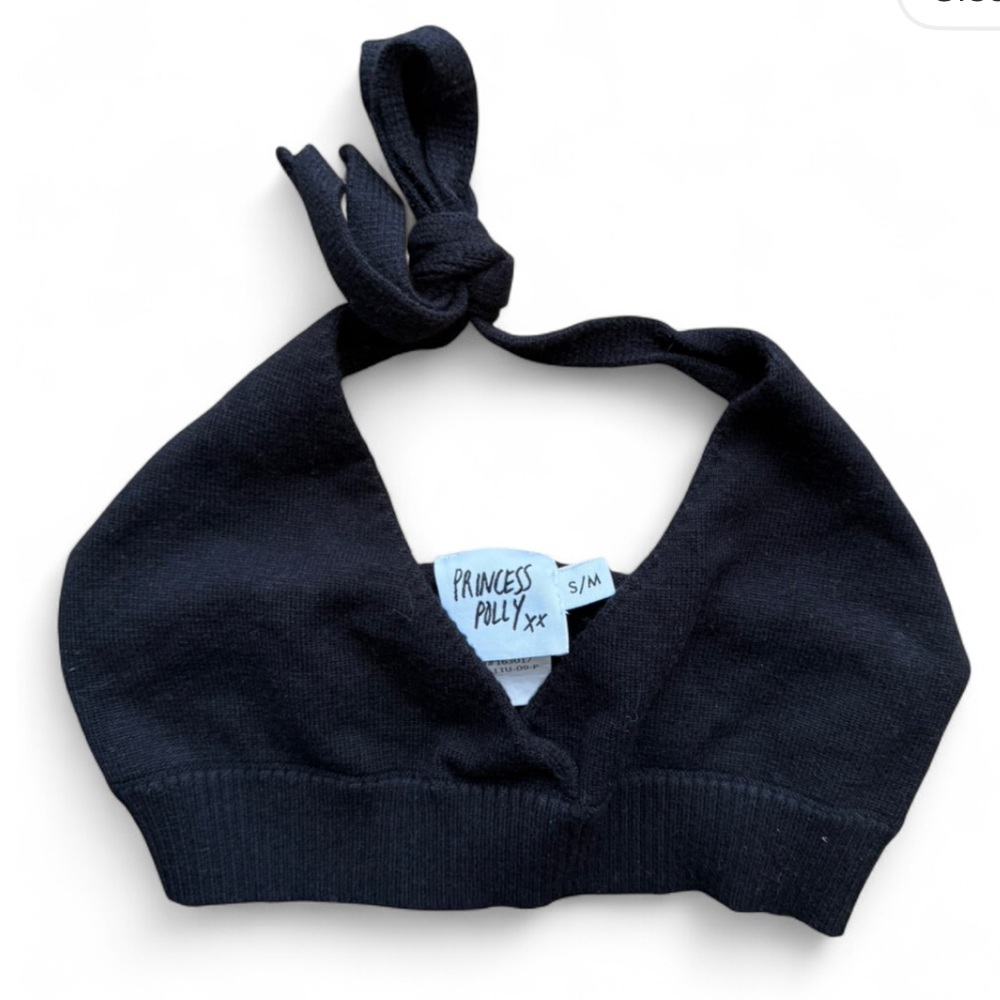 Princess Polly Black Knit Halter‎ Top